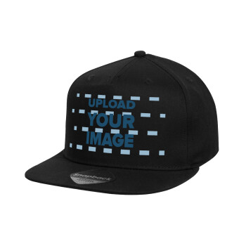 Upload your logo, Children's Flat Snapback Hat, Black (100% COTTON, CHILD, UNISEX, ONE SIZE)