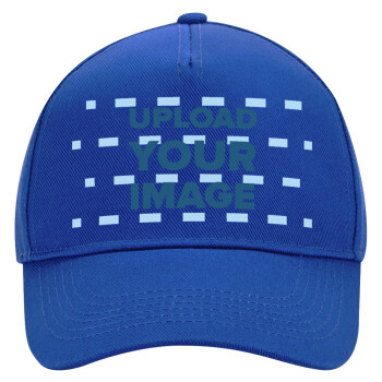 Upload your logo, Ultimate Adult Hat BLUE, (100% COTTON DRILL, ADULT, UNISEX, ONE SIZE)