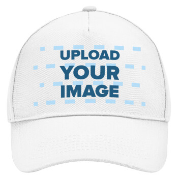 Upload your logo, Adult Baseball Cap, Drill, White (100% COTTON, ADULT, UNISEX, ONE SIZE)