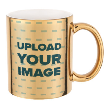 Upload your logo, Mug ceramic, gold mirror, 330ml
