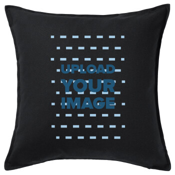 Upload your logo, Sofa cushion black 50x50cm includes filling