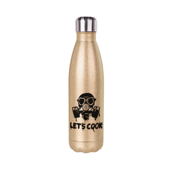 Let's cook mask, Glitter gold stainless steel thermos bottle, double-walled, 500ml