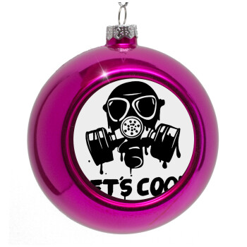 Let's cook mask, Purple Christmas tree ornament bauble 8cm