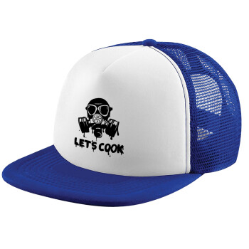 Let's cook mask, Adult Soft Trucker Hat with Blue/White Mesh (POLYESTER, ADULT, UNISEX, ONE SIZE)