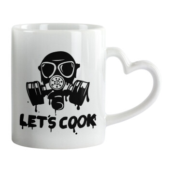 Let's cook mask, Mug heart handle, ceramic, 330ml