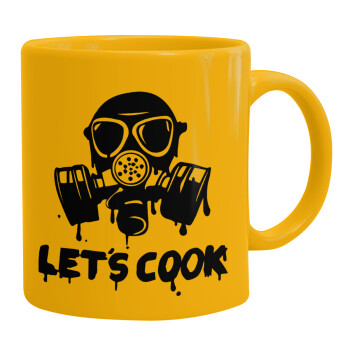 Let's cook mask, Ceramic coffee mug yellow, 330ml (1pcs)