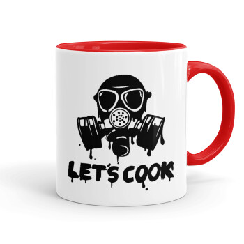 Let's cook mask, Mug colored red, ceramic, 330ml