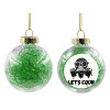 Transparent Christmas tree ball ornament with green filling 8cm