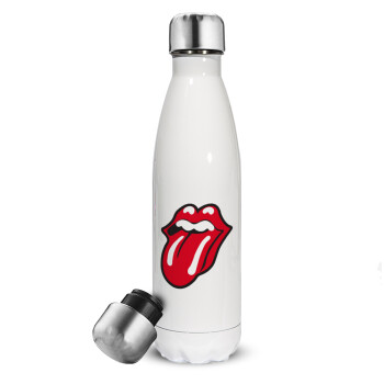 Rolling Stones Kiss, Metal mug thermos White (Stainless steel), double wall, 500ml