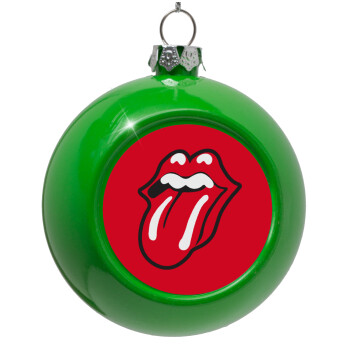 Rolling Stones Kiss, Green Christmas tree ornament bauble 8cm