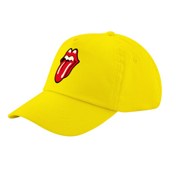 Rolling Stones Kiss, Καπέλο παιδικό Baseball, 100% Βαμβακερό Twill, Κίτρινο (ΒΑΜΒΑΚΕΡΟ, ΠΑΙΔΙΚΟ, UNISEX, ONE SIZE)