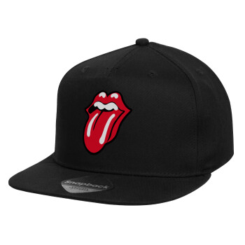 Rolling Stones Kiss, Children's Flat Snapback Hat, Black (100% COTTON, CHILD, UNISEX, ONE SIZE)