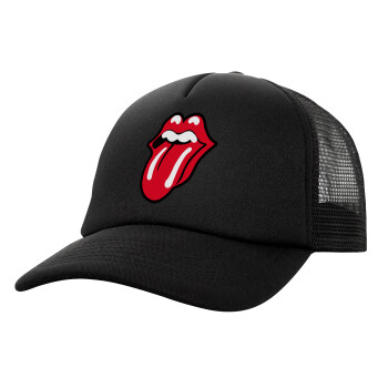 Rolling Stones Kiss, Καπέλο Ενηλίκων Soft Trucker με Δίχτυ Μαύρο (POLYESTER, ΕΝΗΛΙΚΩΝ, UNISEX, ONE SIZE)