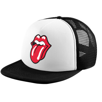 Rolling Stones Kiss, Καπέλο παιδικό Soft Trucker με Δίχτυ ΜΑΥΡΟ/ΛΕΥΚΟ (POLYESTER, ΠΑΙΔΙΚΟ, ONE SIZE)