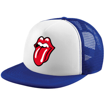 Rolling Stones Kiss, Καπέλο παιδικό Soft Trucker με Δίχτυ ΜΠΛΕ/ΛΕΥΚΟ (POLYESTER, ΠΑΙΔΙΚΟ, ONE SIZE)