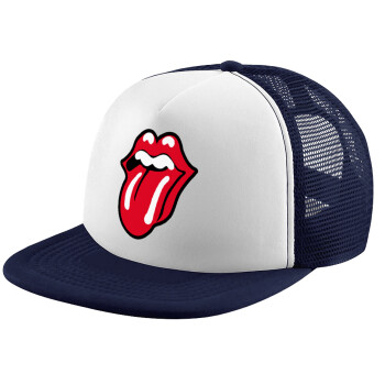 Rolling Stones Kiss, Καπέλο παιδικό Soft Trucker με Δίχτυ ΜΠΛΕ ΣΚΟΥΡΟ/ΛΕΥΚΟ (POLYESTER, ΠΑΙΔΙΚΟ, ONE SIZE)