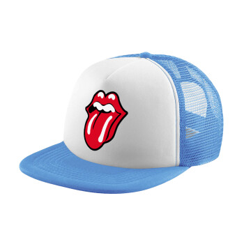 Rolling Stones Kiss, Καπέλο παιδικό Soft Trucker με Δίχτυ ΓΑΛΑΖΙΟ/ΛΕΥΚΟ (POLYESTER, ΠΑΙΔΙΚΟ, ONE SIZE)