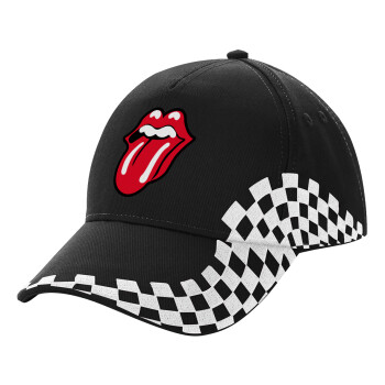 Rolling Stones Kiss, Adult Ultimate BLACK RACING Cap, (100% COTTON DRILL, ADULT, UNISEX, ONE SIZE)