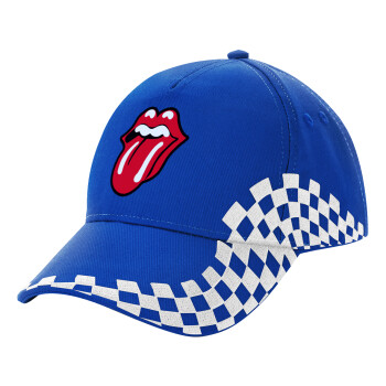 Rolling Stones Kiss, Adult Ultimate BLUE RACING Cap, (100% COTTON DRILL, ADULT, UNISEX, ONE SIZE)