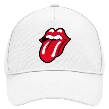 Rolling Stones Kiss, Καπέλο Ενηλίκων Baseball, Drill, Λευκό (100% ΒΑΜΒΑΚΕΡΟ, ΕΝΗΛΙΚΩΝ, UNISEX, ONE SIZE)