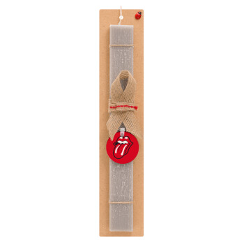 Rolling Stones Kiss, Easter Set, wooden keychain & scented Easter candle flat (30cm) (GRAY)