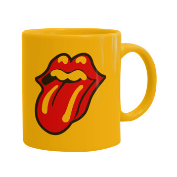 Rolling Stones Kiss, Ceramic coffee mug yellow, 330ml (1pcs)