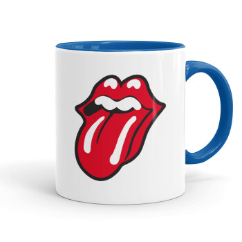 Rolling Stones Kiss, Κούπα χρωματιστή μπλε, κεραμική, 330ml