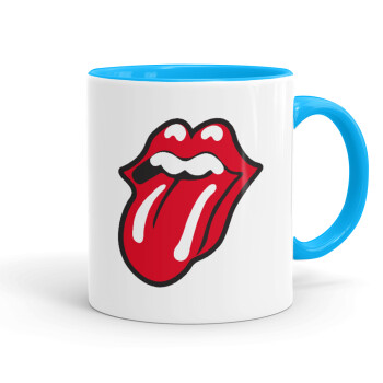 Rolling Stones Kiss, Mug colored light blue, ceramic, 330ml