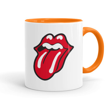 Rolling Stones Kiss, Κούπα χρωματιστή πορτοκαλί, κεραμική, 330ml