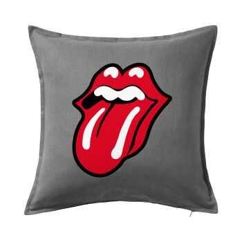 Rolling Stones Kiss, Μαξιλάρι καναπέ Γκρι 100% βαμβάκι, περιέχεται το γέμισμα (50x50cm)