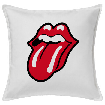 Rolling Stones Kiss, Μαξιλάρι καναπέ ΛΕΥΚΟ 100% βαμβάκι, περιέχεται το γέμισμα (50x50cm)