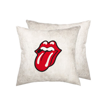 Rolling Stones Kiss, Μαξιλάρι καναπέ Δερματίνη Γκρι 40x40cm με γέμισμα