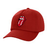 Adult Baseball Cap, 100% Cotton, Red (COTTON, ADULT, UNISEX, ONE SIZE)