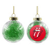 Transparent Christmas tree ball ornament with green filling 8cm