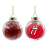 Transparent Christmas tree ball ornament with red filling 8cm