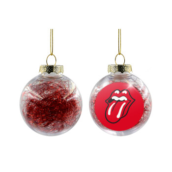 Rolling Stones Kiss, Transparent Christmas tree ball ornament with red filling 8cm