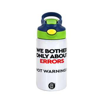 We bother only about errors, not warnings, Children's hot water bottle, stainless steel, with safety straw, green, blue (350ml)