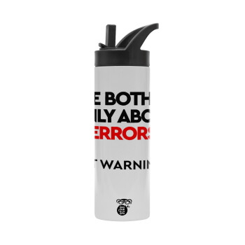 We bother only about errors, not warnings, Metallic thermos bottle with straw & handle, stainless steel (Stainless steel 304), double-walled, 600ml.