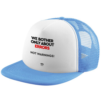 We bother only about errors, not warnings, Child's Soft Trucker Hat with Blue/White Mesh (POLYESTER, CHILD, ONE SIZE)