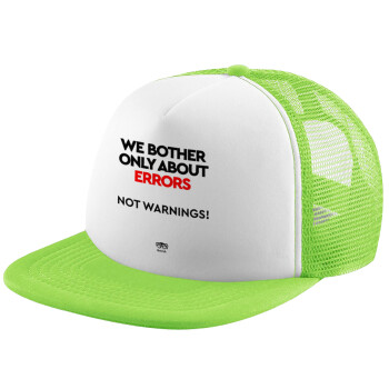 We bother only about errors, not warnings, Child's Soft Trucker Hat with Green/White Mesh (POLYESTER, CHILDREN'S, ONE SIZE)