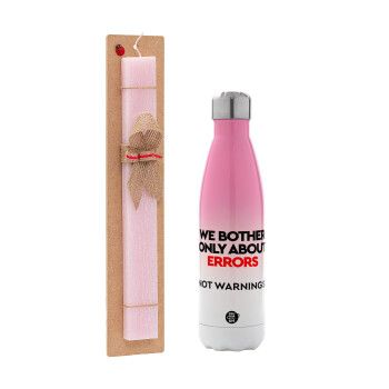 We bother only about errors, not warnings, Easter Set, Metallic pink/white (Stainless steel) thermos, double-walled, 500ml & aromatic flat Easter candle (30cm) (PINK)