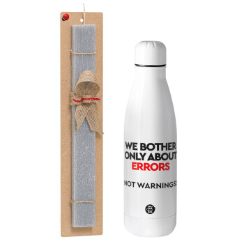 We bother only about errors, not warnings, Easter Set, metallic Inox water bottle (700ml) & Easter scented flat candle (30cm) (GRAY)