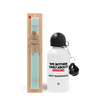 We bother only about errors, not warnings, Easter Set, metallic aluminum water bottle (500ml) & scented flat candle (30cm) (TURQUOISE)