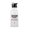 White water bottle with straw, stainless steel 600ml