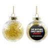 Transparent Christmas tree ball ornament with gold filling 8cm