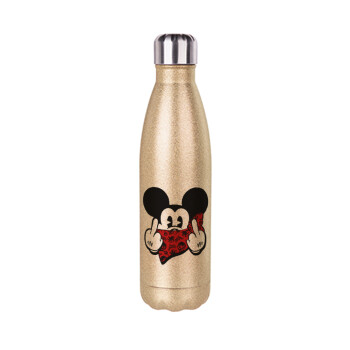 Mickey the fingers, Glitter gold stainless steel thermos bottle, double-walled, 500ml