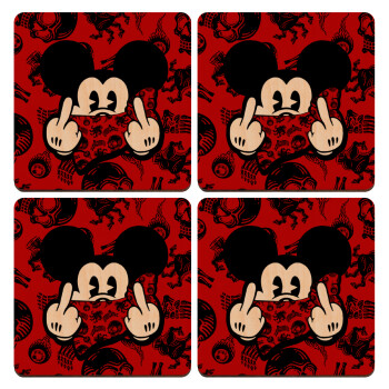 Mickey the fingers, ΣΕΤ x4 Σουβέρ ξύλινα τετράγωνα plywood (9cm)