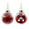 Transparent Christmas tree ball ornament with red filling 8cm