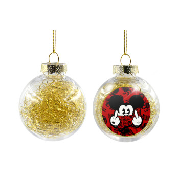 Mickey the fingers, Transparent Christmas tree ball ornament with gold filling 8cm