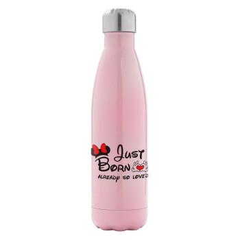 Just born already so loved, Metal mug thermos Pink Iridiscent (Stainless steel), double wall, 500ml